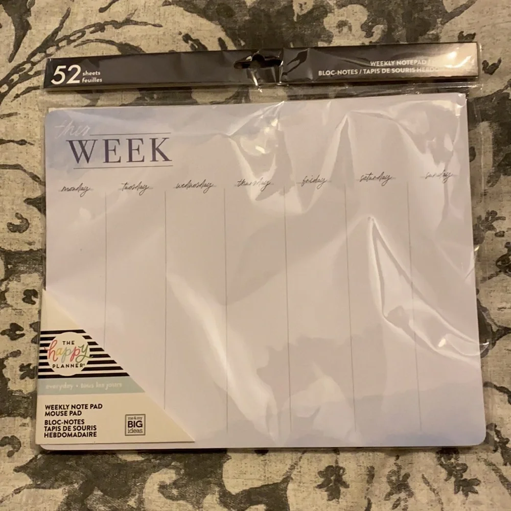 Office Organizing in style! Happy Planner 52 week notepad and Securit chalkboard